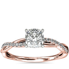 Petite Twist Diamond Engagement Ring in 14k Rose Gold (.10 ct. tw.)